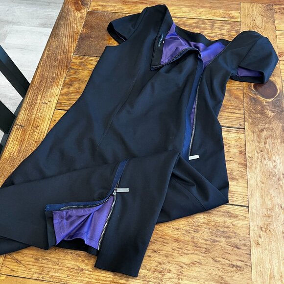 Elie Tahari below the knee full length back zipper cap sleeve form fit DRESS - Picture 3 of 8